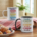 colorful cascading name mug